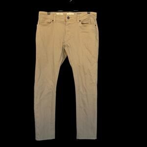 Scott James Jeans Mens 34x28 Khaki Beige Slim Fit Stretch Denim 5 Pocket Twill
